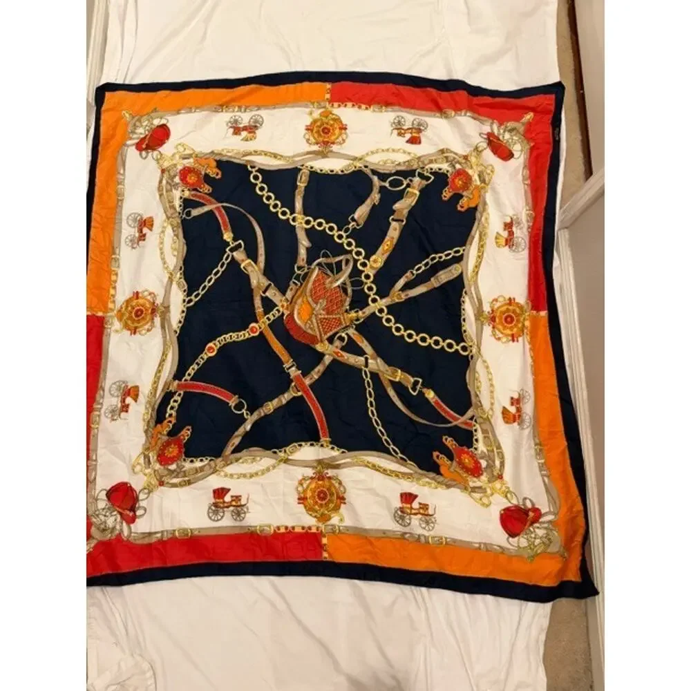 Vintage Square Scarf Equestrian Silk Italian Old Money Luxury